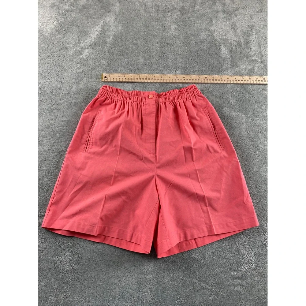 Karen Scott Womens Coral Pink Elastic Waist Pull On Shorts Size 10 Casual Summer